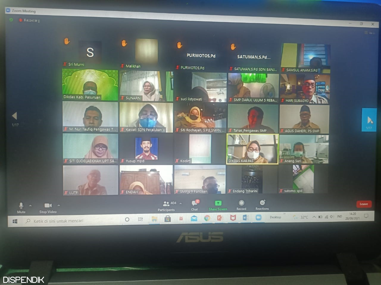 Pertemuan Virtual Rapat Evaluasi Pembelajara Tatap Muka Terbatas (PTMT)
