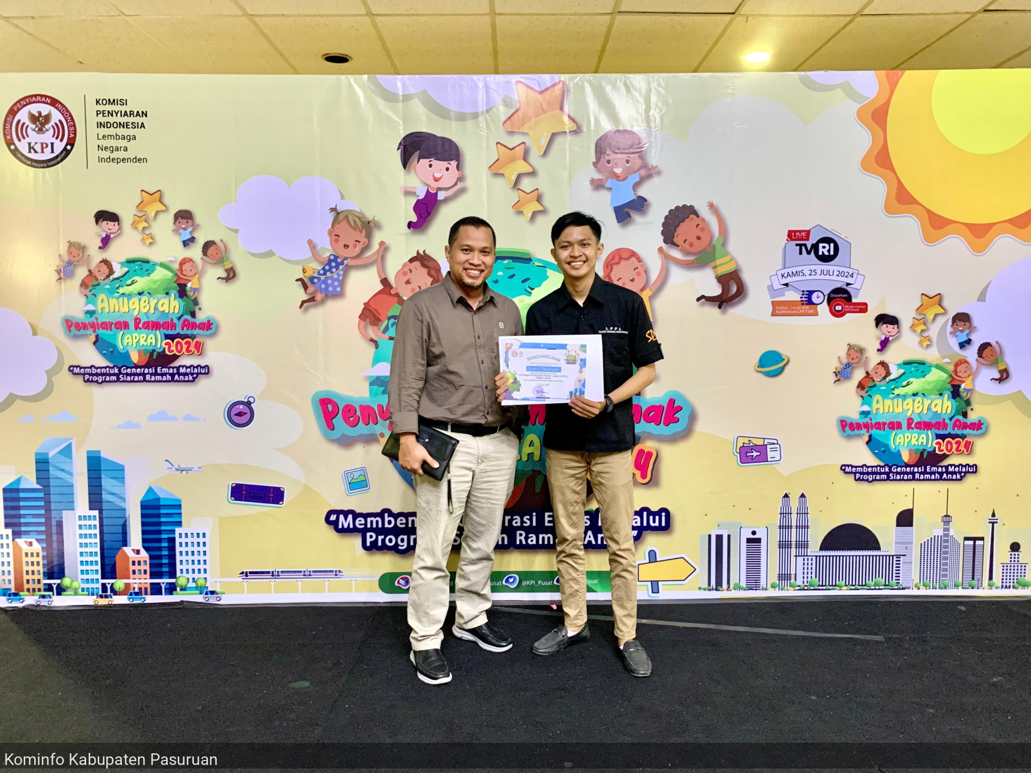 LPPL Radio Suara Pasuruan Kembali Toreh Prestasi di Tingkat Nasional sebagai Nomine Penghargaan Program Siaran Ramah Anak oleh KPI Pusat Tahun 2024
